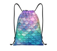 RLDOBOFE Sac à dos à cordon de serrage pliable avec cordon de serrage - Motif sirène - Dégradé de rêve - Pour voyage, Noir/blanc, M
