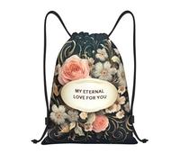 RLDOBOFE Sac à dos à cordon de serrage pliable avec cordon de serrage « My Eternal Love for You » pour les voyages, Noir/blanc, S