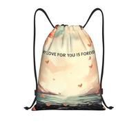 RLDOBOFE Sac à dos à cordon de serrage pliable avec cordon de serrage « My Love for You is Forever » pour les voyages, Noir/blanc, M