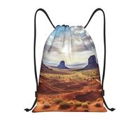 RLDOBOFE Sac à dos à cordon de serrage pliable avec cordon de serrage - Paysage de monument - Sac à cordon de serrage pour voyage, Noir/blanc, S