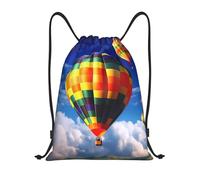 RLDOBOFE Sac à dos à cordon de serrage pliable avec cordon de serrage pour ballons à air chaud, Noir/blanc, S