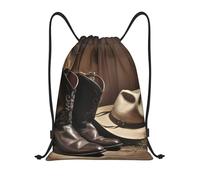 RLDOBOFE Sac à dos à cordon de serrage pliable avec cordon de serrage pour chapeau et bottes occidentales Noir, Noir/blanc, M