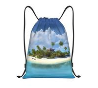 RLDOBOFE Sac à dos à cordon de serrage pliable avec cordon de serrage pour île et la plage, Noir/blanc, M