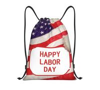 RLDOBOFE Sac à dos à cordon de serrage pliable avec cordon de serrage pour la fête du travail, Noir/blanc, M