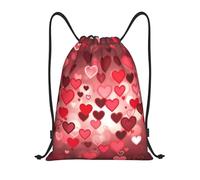 RLDOBOFE Sac à dos à cordon de serrage pliable avec cordon de serrage pour la Saint Valentin, sac à cordon de serrage pour la Saint-Valentin, sacs à cordon de serrage pour voyage, Noir/blanc, S
