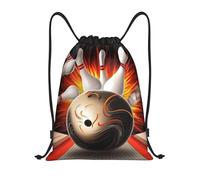 RLDOBOFE Sac à dos à cordon de serrage pliable avec cordon de serrage pour le sport, le bowling et le voyage, Noir/blanc, M