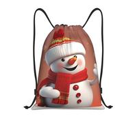 RLDOBOFE Sac à dos à cordon de serrage pliable avec cordon de serrage pour l'hiver, motif bonhomme de neige, Noir/blanc, M