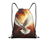 RLDOBOFE Sac à dos à cordon de serrage pliable avec cordon de serrage pour voyage Motif colombe et soleil, Noir/blanc, S