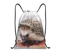RLDOBOFE Sac à dos à cordon de serrage pliable avec cordon de serrage pour voyage Motif hérisson, Noir/blanc, S
