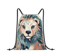 RLDOBOFE Sac à dos avec cordon de serrage et cordon de serrage - Le lion a des cheveux longs avec cordon de serrage pour les voyages, Le lion a les cheveux longs, taille unique