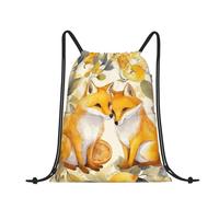 RLDOBOFE Sac à dos avec cordon de serrage et cordon de serrage - Le lion a des cheveux longs avec cordon de serrage pour les voyages, Feuilles d'aquarelle jaunes, taille unique