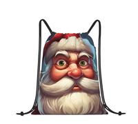 RLDOBOFE Sac à dos avec cordon de serrage et cordon de serrage - Le lion a des cheveux longs avec cordon de serrage pour les voyages, Père Noël fixant, taille unique