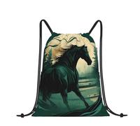 RLDOBOFE Sac à dos avec cordon de serrage et cordon de serrage - Le lion a des cheveux longs avec cordon de serrage pour les voyages, Style de peinture réaliste de cheval, taille unique