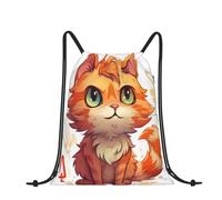 RLDOBOFE Sac à dos avec cordon de serrage et cordon de serrage - Motif aubergine - Violet, Chat orange, taille unique
