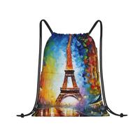 RLDOBOFE Sac à dos avec cordon de serrage et cordon de serrage Motif carte du monde, Tableau Paris Eiffel, taille unique