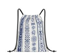 RLDOBOFE Sac à dos avec cordon de serrage et cordon de serrage - Père Noël portant des lunettes - Pour voyage, Lot de broderies bleues, taille unique