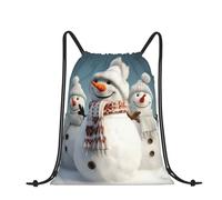RLDOBOFE Sac à dos avec cordon de serrage pour sac à dos avec cordon de serrage pour les voyages, Bonhomme de neige joyeux, taille unique