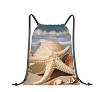 RLDOBOFE Sac à dos avec cordon de serrage - Sac à dos moderne du milieu du siècle - Sac à cordon de serrage pour voyage, Grande étoile de mer en coquillage, taille unique