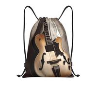 RLDOBOFE Sac à dos avec cordon de serrage, sac à dos pliable avec cordon de serrage pour guitare, photos, sacs à cordon de serrage pour voyage, Noir/blanc, M