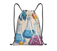 RLDOBOFE Sac à dos de sport avec cordon de serrage imprimé chimie, sac de sport, sac de natation imperméable pour homme et femme, sac à cordon de serrage, Noir/blanc, S