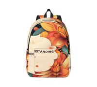 RLDOBOFE Sac à dos léger et décontracté en toile pour ordinateur portable avec citations de bonheur, Noir/blanc, M