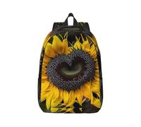 RLDOBOFE Sac à dos léger et décontracté en toile pour ordinateur portable en forme de cœur tournesol, Noir/blanc, M