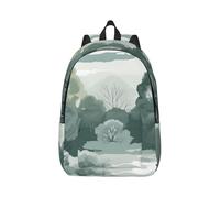 RLDOBOFE Sac à dos léger et décontracté en toile pour ordinateur portable Motif arbres dessinés à la main, Noir/blanc, M