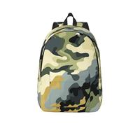 RLDOBOFE Sac à dos léger et décontracté en toile pour ordinateur portable Motif camouflage kaki, Noir/blanc, M