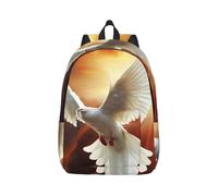 RLDOBOFE Sac à dos léger et décontracté en toile pour ordinateur portable Motif colombe soleil, Noir/blanc, M