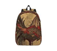RLDOBOFE Sac à dos léger et décontracté en toile pour ordinateur portable Motif coq ancien, Noir/blanc, S