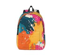 RLDOBOFE Sac à dos léger et décontracté en toile pour ordinateur portable Motif éclaboussures colorées, Noir/blanc, M