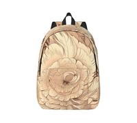 RLDOBOFE Sac à dos léger et décontracté en toile pour ordinateur portable Motif fleurs beiges, Noir/blanc, M