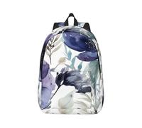 RLDOBOFE Sac à dos léger et décontracté en toile pour ordinateur portable Motif fleurs d'encre violette, Noir/blanc, S