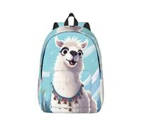 RLDOBOFE Sac à dos léger et décontracté en toile pour ordinateur portable Motif lama blanc, Noir/blanc, M