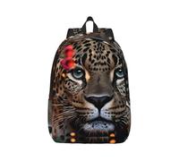RLDOBOFE Sac à dos léger et décontracté en toile pour ordinateur portable Motif léopard et papillon, Noir/blanc, S