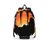 RLDOBOFE Sac à dos léger et décontracté en toile pour ordinateur portable Motif silhouette de montgolfière, Noir/blanc, S