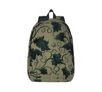 RLDOBOFE Sac à dos léger et décontracté en toile pour ordinateur portable Motif silhouette de vignes vertes, Noir/blanc, S