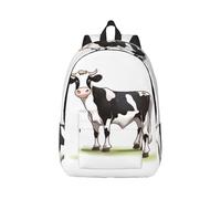 RLDOBOFE Sac à dos léger et décontracté en toile pour ordinateur portable Motif vache laitière, Noir/blanc, M