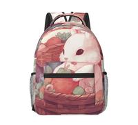 RLDOBOFE Sac à dos léger et décontracté pour homme et femme - Sac à dos pour ordinateur portable - Joli sac de travail, Lapin assis dans un panier, taille unique