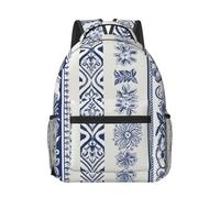 RLDOBOFE Sac à dos léger et décontracté pour ordinateur portable - Bleu et violet - Sac à dos de travail mignon, Lot de broderies bleues, taille unique