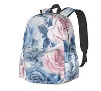 RLDOBOFE Sac à dos léger et décontracté pour ordinateur portable Motif fraise et lapin, Roses bleues, taille unique