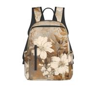 RLDOBOFE Sac à dos léger et décontracté pour ordinateur portable Motif roses bleues, Fleurs blanches et feuilles dorées, taille unique