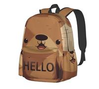 RLDOBOFE Sac à dos pour femme et homme - Léger - Décontracté - Avec image d'ours - Pour ordinateur portable - Sac de travail, Hello Written on the Bear, taille unique