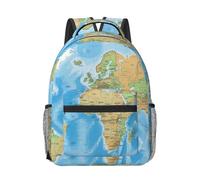 RLDOBOFE Sac à dos pour femme et homme - Léger - Décontracté - Carte du monde - Sac à dos pour ordinateur portable - Joli sac, Carte du monde, taille unique