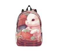 RLDOBOFE Sac à dos pour femme et homme - Léger - Décontracté - Sac à dos de voyage - Lapin assis dans un panier - Sac à dos en toile, Noir/blanc, S