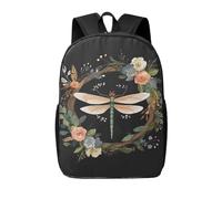 RLDOBOFE Sac à dos pour femme et homme - Léger - Décontracté - Sac à dos de voyage pour ordinateur portable - Joli sac de travail, Lmage de libellule dans une couronne, taille unique