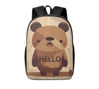 RLDOBOFE Sac à dos pour femme et homme léger et décontracté avec image d'ours pour ordinateur portable, sac de travail mignon, Hello Written on the Bear, taille unique