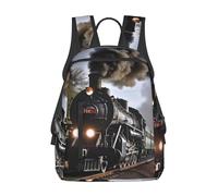 RLDOBOFE Sac à dos pour femme et homme - Léger et décontracté - Carte du monde - Sac à dos pour ordinateur portable - Sac de travail, Train à vapeur, taille unique