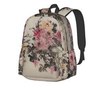 RLDOBOFE Sac à dos pour femme et homme - Léger et décontracté - Carte du monde - Sac à dos pour ordinateur portable - Sac de travail, Peinture de fleurs à l'encre, taille unique