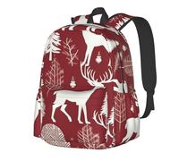 RLDOBOFE Sac à dos pour homme et femme - Léger et décontracté - Motif flèches corail et bleu sarcelle, Cerf de Noël, taille unique